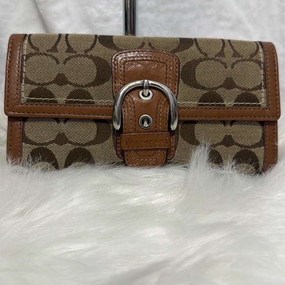 Coach Brown and Tan Monogram Clutch - Picture 6 of 9